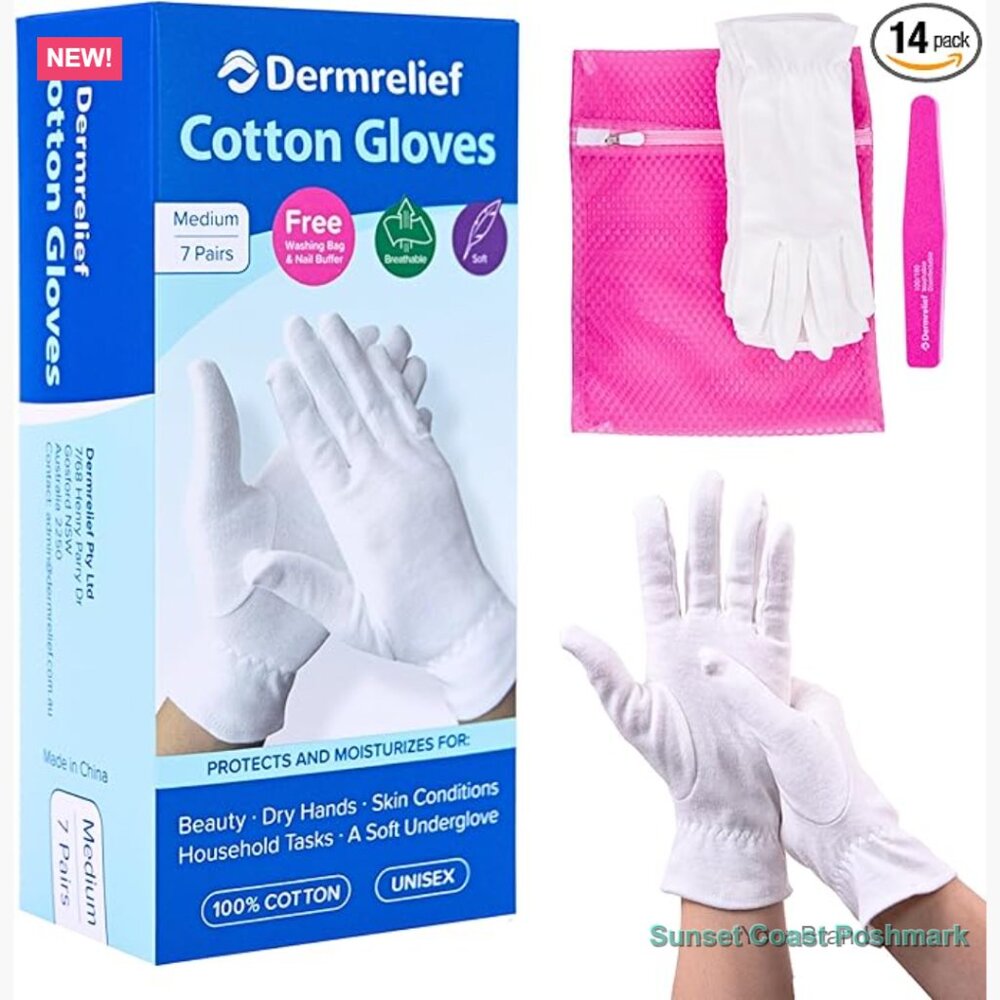 100% Cotton Moisturizing Gloves For Dry Hands Eczema Relief